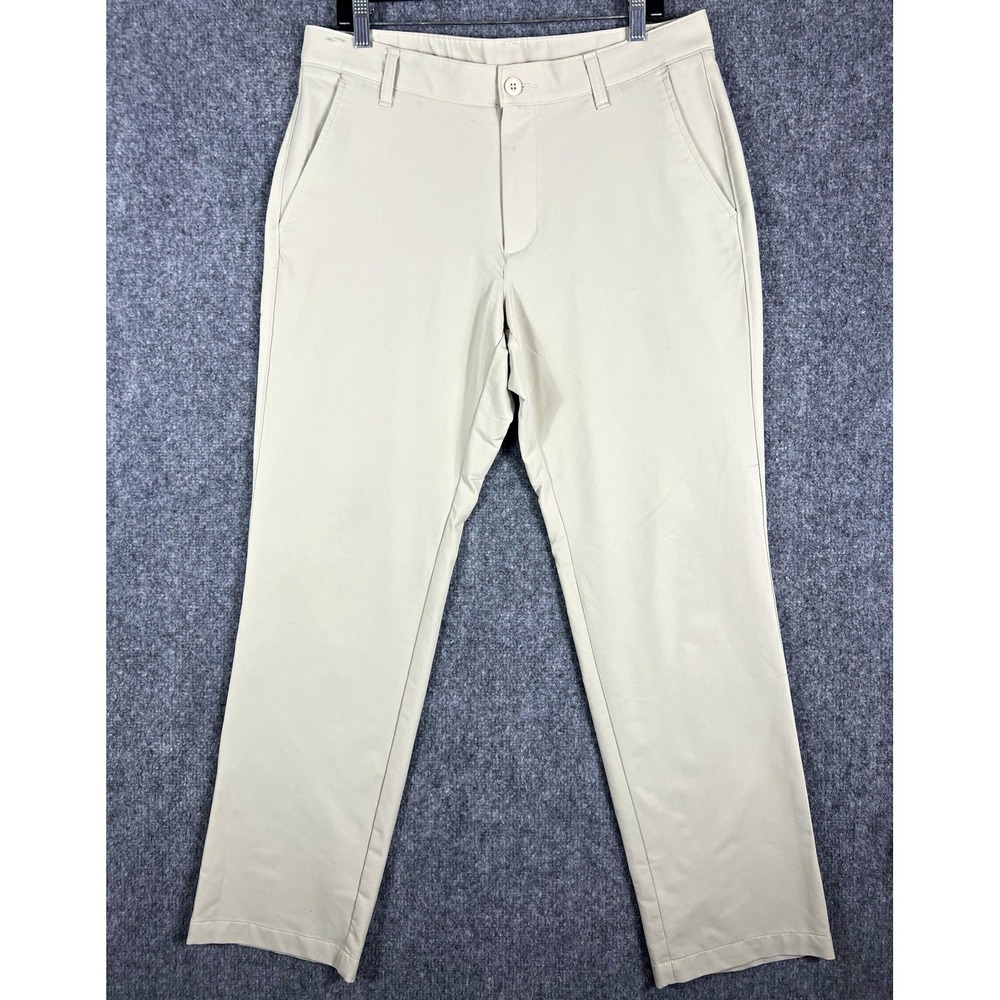 Under Armour Mens Chino Pants 34/30 Beige Slim Fit Tapered Flat Front Pockets